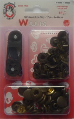 Drukknopenset Wuk 13,5mm (15 stuks), Oudmessing
